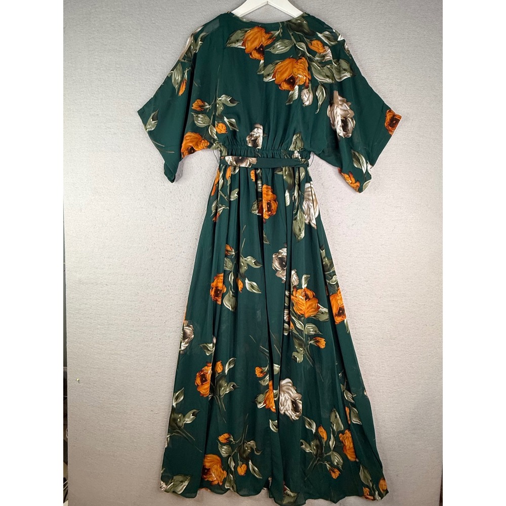 Baltic Born Kia Kimono Maxi Dress Womens XS Deep Topaz Floral Green V-Neck New - Picture 4 of 11